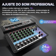 Mesa de Som Teyun A8: Digital 8 Canais com Bluetooth, USB e Reverb Profissional - imagem 4