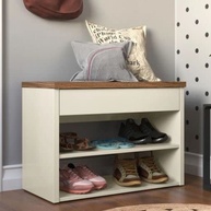 Sapateira Aberta com Assento e Gavetas para Porta e Hall de Entrada - Quality Móveis (OffWhite-Nature) - imagem 2