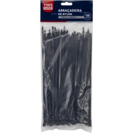 Abraçadeira de Nylon Preta Yins 4,8x200mm - Pacote com 100 Unidades | Organização e Segurança - imagem 1