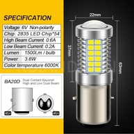 Farol LED Moto BA20D H6 Ruiandsion: Super Brilhante 6V AC, 360° com Lente Projetora - imagem 5