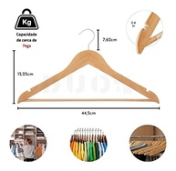 Cabides de Madeira com Acabamento Suave Marfim - 16 Unidades para Organizar seu Closet com Estilo - imagem 3