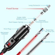 YONHAN Plugue Macho para Acendedor de Cigarros 12V (2 Unidades) - Conexão Segura e Indicador LED - imagem 4