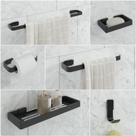 Kit de Acessórios para Banheiro Stander Preto 6 Peças - Alumínio Premium com Acabamento em Inox - imagem 2