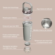 Garrafa Shaker Stanley Activate 591 ml | Copo Shaker de Aço Inoxidável com Isolamento à Prova de Vazamentos | Armazenamento na Base e Tampa de Fluxo Rápido | Shakes de Proteína | Black - imagem 3