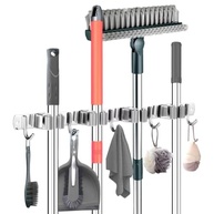 Suporte de Vassoura Aço Inox com 9 Acessórios - Organize sua Casa com Estilo e Segurança - imagem 2