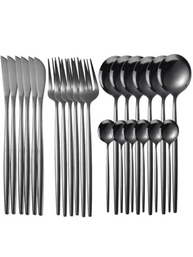 Kit 24 Peças Jogo de Talheres Preto Dourado em Aço Inoxidável – Elegância Moderna com Resistência Antiferrugem - imagem 2