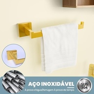 Conjunto de 4 Acessórios para Banheiro em Aço Inoxidável 304 Dourado - Moderno e Resistente - imagem 4