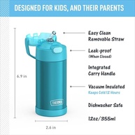Garrafa Térmica Infantil Funtainer Thermos 355ml - Aço Inoxidável Azul-Petróleo - imagem 3