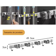 Suporte de Vassoura Aço Inox com 9 Acessórios - Organize sua Casa com Estilo e Segurança - imagem 3