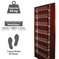 Sapateira de Porta ou Parede em Aço 21 Pares - 42 Divisórias | Organização Inteligente e Durabilidade Superior (Branco) - imagem 3