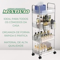 Carrinho Organizador em Acrílico Ajustável com Rodinhas - Até 4 Prateleiras - imagem 4