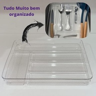Organizador Porta-Talheres Multiuso com 5 Compartimentos - Acrílico Transparente para Cozinha, Escritório e Ferramentas - imagem 5
