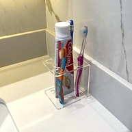Suporte Escova e Pasta de Dentes em Acrílico Transparente Moderno - imagem 2