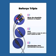 Cabo Adaptador Vention 2 RCA para P2 Profissional DJ - Conexão Impecável 30cm - imagem 4