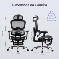 Cadeira Ergonômica de Escritório com Ajuste 3D, Encosto e Apoio Lombar Adaptativo, Malha Respirável - imagem 4