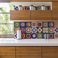 Adesivo de Azulejo Cozinha Mexicano 10x10cm 50 Unidades - Estilo Azul Lavável - imagem 3