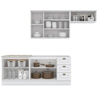 Cozinha Compacta Emily Henn 4 Peças com Balcão e Aéreo Branco Moderno - imagem 3