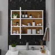 Espelheira para Banheiro com Nichos e Armário Aéreo com Espelho – Organize seu Espaço com Estilo (Branco/Nature) - imagem 5