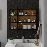 Kit Banheiro Premium com Espelheira e Armário Aéreo Berlim Preto - Organização Inteligente - imagem 5