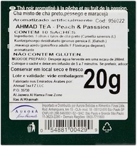 Ahmad Tea London Chá Preto Peach & Passion Fruit 10 Saquinhos De Chá 20G - imagem 3