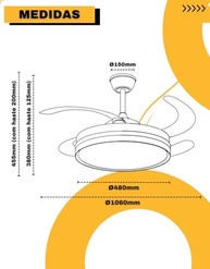 Ventilador de Teto Retrátil com LED 3 Cores e Controle Remoto – Air Signo Opus 4 Pás Transparente - imagem 3