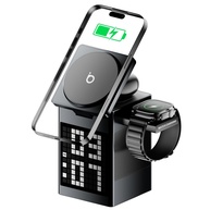 Carregador Magnético 3 em 1 Basike 15W: iPhone, Apple Watch e AirPods com Bluetooth e Despertador - imagem 1