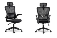 Cadeira de Escritório Presidente Ergonômica com Apoio Lombar Ajustável, Design Moderno e Base Reforçada (Preto e Branco) - imagem 1