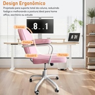 Cadeira de Descanso Ajustável com Apoio de Braços e Base Giratória – Conforto Ergonômico em 6 Cores (Rosa) - imagem 5
