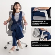 Cadeira Ergonômica Aiven Mesh com Apoio Lombar Ajustável, Reclino e Mobilidade 360° – Conforto Profissional para Home Office e Startups - imagem 5