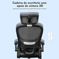Cadeira de Escritório Premium com Ajuste Lombar e Apoio de Cabeça Ajustável - Conforto Ergonômico para Home Office - imagem 3