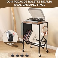 Suporte para Toca-Discos de 2 Níveis com Organização para 200 Álbuns e Gancho para Fones - imagem 4