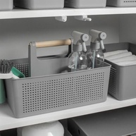 Organizador Multiuso 8L Flow - Com Alça em Bambu e Divisórias | Ideal para Produtos de Limpeza e Itens do Dia a Dia - imagem 3