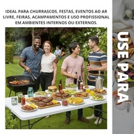 Mesa Dobrável Portátil 1,80m com Alça – Leve e Versátil, Ideal para Camping, Pescaria, Jardim e Eventos - imagem 4
