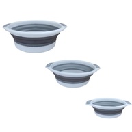 Conjunto de 3 Bacias Retráteis Dobráveis Multiuso 13L/7L/3L com Alças - Branco e Cinza - imagem 1