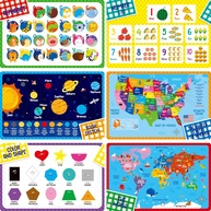 Pacote com 6 Jogos Americanos Educativos para Crianças - Alfabeto, Números, Mapas e Mais - imagem 1