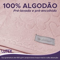 Jogo de Banho 4 Peças Romance Dohler Aveludado 100% Algodão com Estampa Coração e Borboleta - Rosa - imagem 4