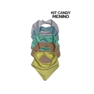Kit 5 babadores Color Candy menino e menina em algod�o com duas regulagens - imagem 4