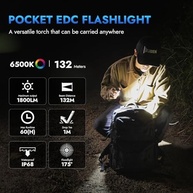 Lanterna WUBEN E7 1800 Lúmens: Super Brilhante, Recarregável Tipo C, Ímã e 6 Modos - Sua Aliada EDC Khaki - imagem 3