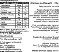 TUI ALIMENTOS Sem. Girassol Descasc. E Tostado - 120G - imagem 2