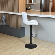 Banqueta Alta Giratória com Encosto em Couro PU – Estilo e Conforto Moderno para Cozinhas e Bares (Branco) - imagem 4