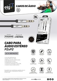 Cabo Auxiliar P2 x P2 ELG P3520HD 2m: Som de Alta Definição com Conectores Banhados a Ouro - imagem 5