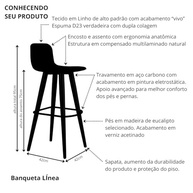 Kit 3 Banquetas Altas para Balcão de Cozinha - Design Moderno em Preto e Carvalho - imagem 3