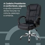 Cadeira de Escritório Presidente Healer James Giratória com Encosto Alto - Conforto Ergonômico Premium - imagem 3