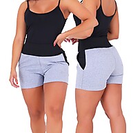 Shorts Moletom Feminino: Kit 3 Algodão Cós Alto - imagem 2