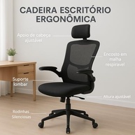 Cadeira de Escritório Ergonômica com Encosto Mesh, Altura Regulável e Rodinhas Silenciosas - Ideal para Home Office - imagem 4