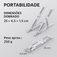 Suporte Dobrável para Notebook 6–17" em Alumínio – Ergonômico, com 7 Níveis de Altura, Leve e Portátil - imagem 4