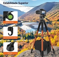 Tripé Profissional 180cm para Câmera e Celular | Alumínio Resistente | Carga 6.8kg | Inclui Estojo e Suporte Celular - imagem 4