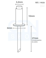 Rebite de Repuxo Alumínio Stein 3.2x10mm (100 Peças) - Fixação Rápida e Segura - imagem 3