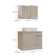 Conjunto Prisma 60cm com Vidro - Design Moderno em Madeira e Acabamento em Alumínio - imagem 2