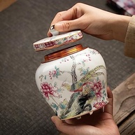 Urna de Cerâmica Elegante com Estampa Floral e Pássaros - Memorial para Mãe Amada - imagem 5